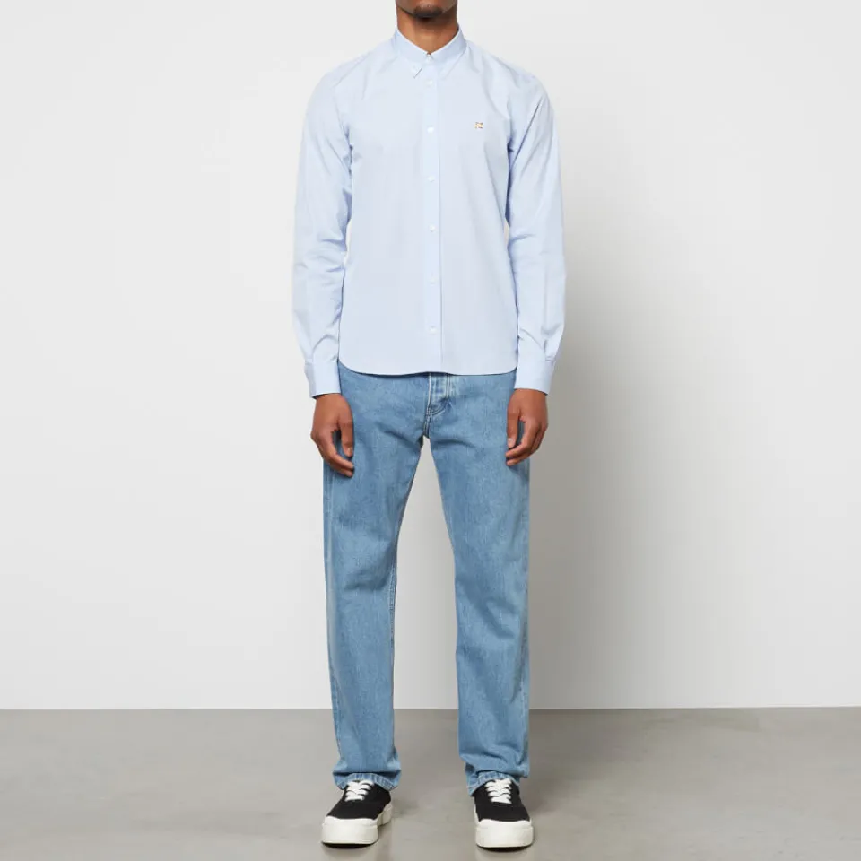Shirts|Shirts|Maison Kitsuné Men's Fox Head Embroidery Classic Shirt - Light Blue - 38/15 Inches