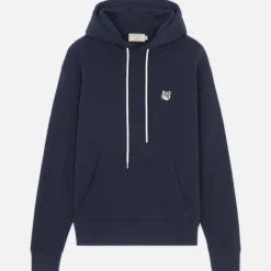 Sweatshirts|Maison Kitsuné Men's Grey Fox Head Patch Hoodie - Navy - S