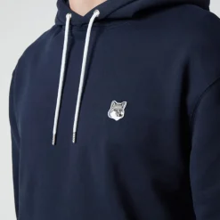 Sweatshirts|Maison Kitsuné Men's Grey Fox Head Patch Hoodie - Navy - S