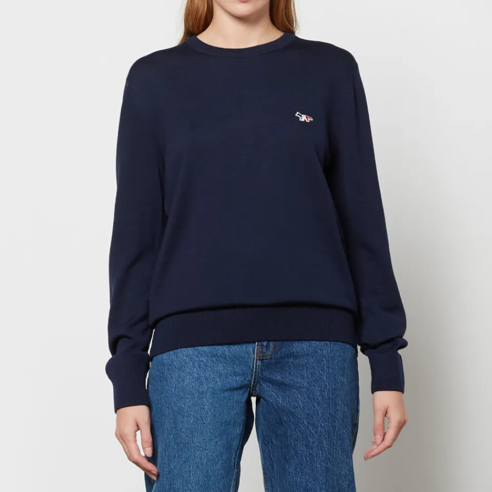 Sweatshirts|Loungewear|Maison Kitsuné Tricolor Fox Patch Classic R-Neck Jumper - Navy - M