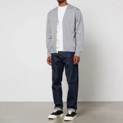 Cardigans|Knitwear|Birkenstock Maison Kitsuné Tricolour Fox Patch Classic Cardigan - Grey Melange - S