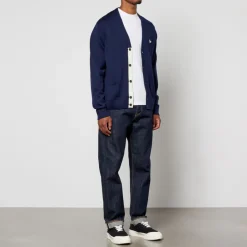 Cardigans|Knitwear|Maison Kitsuné Tricolour Fox Patch Classic Cardigan - Navy - S