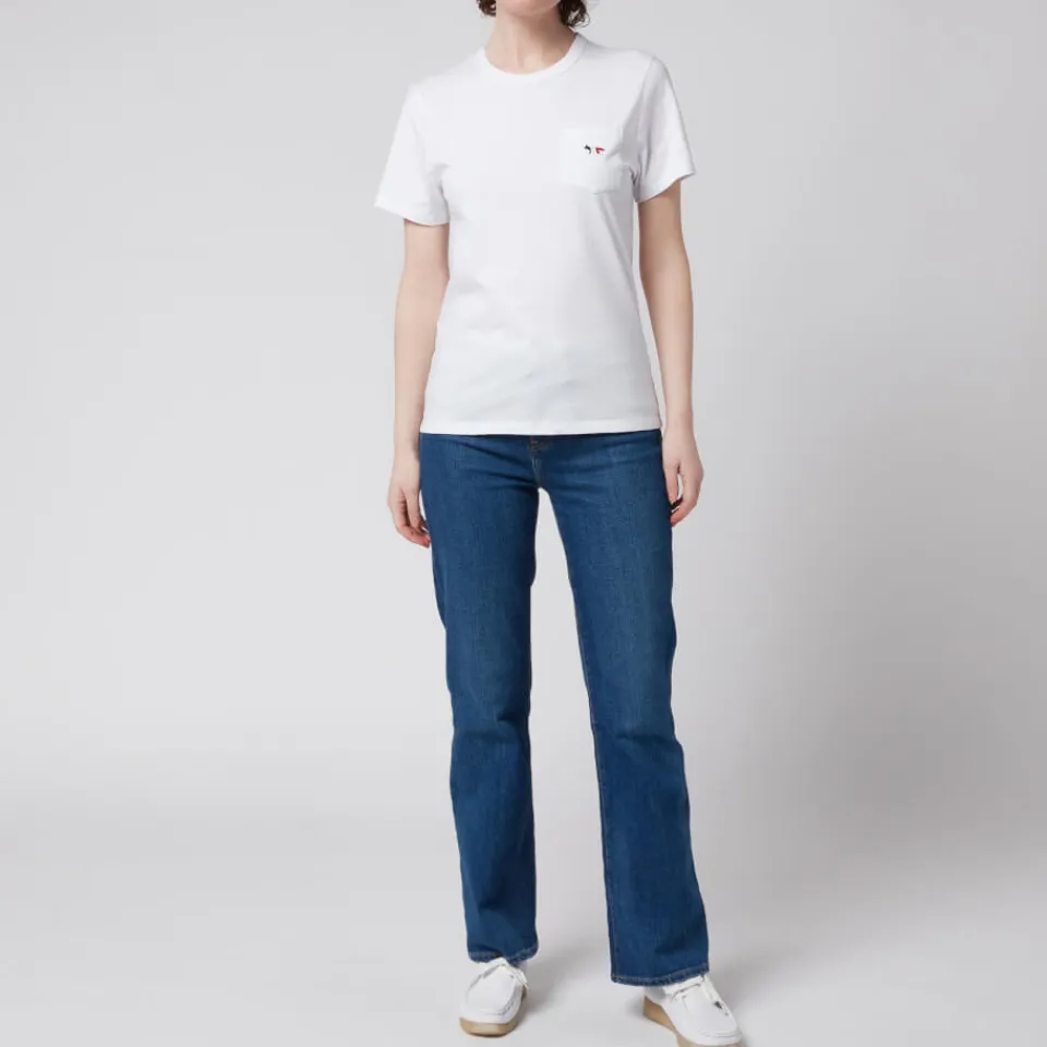 Loungewear|T-Shirts And Tops|Carhartt WIP Maison Kitsuné Women's Tricolor Fox Patch Pocket T-Shirt - White - M