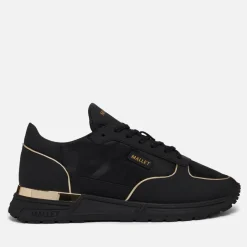 Trainers|Dr. Martens Mallet Men's Popham Lite Leather-Blend Triple Black Gold Camo Trainers - UK 7