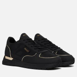 Trainers|Dr. Martens Mallet Men's Popham Lite Leather-Blend Triple Black Gold Camo Trainers - UK 7