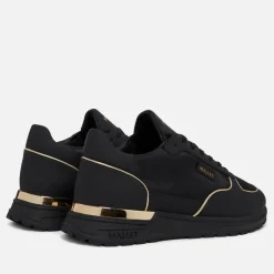 Trainers|Dr. Martens Mallet Men's Popham Lite Leather-Blend Triple Black Gold Camo Trainers - UK 7
