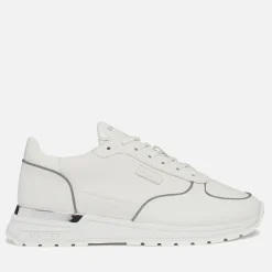 Trainers|Axel Arigato Mallet Men's Popham Lite Leather Blend White Silver Trainer - UK 7