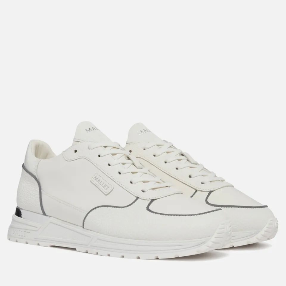 Trainers|Axel Arigato Mallet Men's Popham Lite Leather Blend White Silver Trainer - UK 7