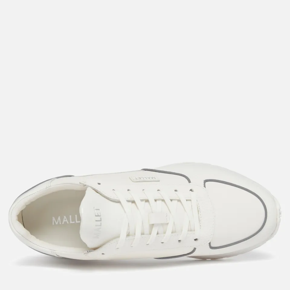 Trainers|Axel Arigato Mallet Men's Popham Lite Leather Blend White Silver Trainer - UK 7