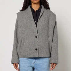 Jackets|Coats|Marant Etoile Drogo Herringbone Wool-Blend Jacket - UK 8