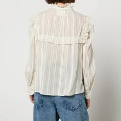 T-Shirts And Tops|Shirts And Blouses|Marant Etoile Idety Semi-Sheer Cotton-Seersucker Shirt - FR 36/UK 8