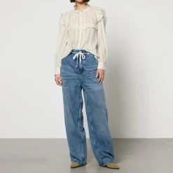 T-Shirts And Tops|Shirts And Blouses|Marant Etoile Idety Semi-Sheer Cotton-Seersucker Shirt - FR 36/UK 8