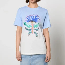 Loungewear|T-Shirts And Tops|Marant Etoile Zewel Flocked Logo Cotton-Jersey T-Shirt - M