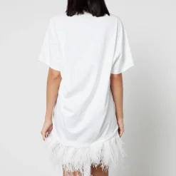 Loungewear|Dresses|Marques Almeida Feather-Trimmed Cotton-Jersey T-Shirt Dress - XS