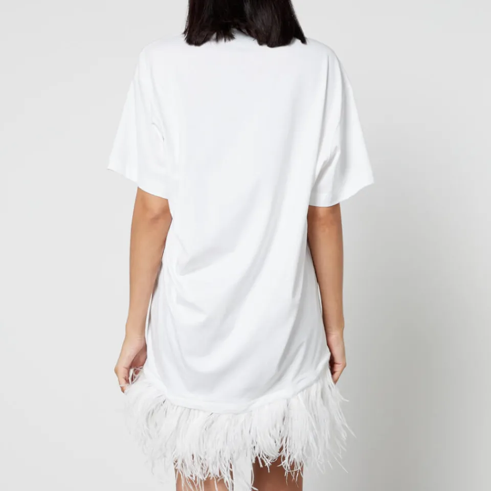 Loungewear|Dresses|Marques Almeida Feather-Trimmed Cotton-Jersey T-Shirt Dress - XS