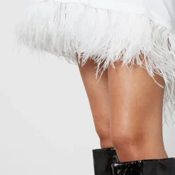 Loungewear|Dresses|Marques Almeida Feather-Trimmed Cotton-Jersey T-Shirt Dress - XS