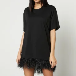 Dresses|Dresses|Dr. Martens Marques Almeida Feather-Trimmed Cotton-Jersey T-Shirt Dress - XL