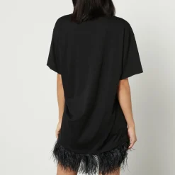 Dresses|Dresses|Dr. Martens Marques Almeida Feather-Trimmed Cotton-Jersey T-Shirt Dress - XL