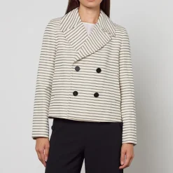 Jackets|Coats|Dr. Martens Max Mara Studio Assuan Striped Cotton Ottoman Blazer - UK 6