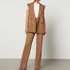 Jackets|Coats|Dr. Martens Max Mara Studio Eliche Flax Linen Sleeveless Blazer - UK 14