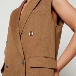 Jackets|Coats|Dr. Martens Max Mara Studio Eliche Flax Linen Sleeveless Blazer - UK 14