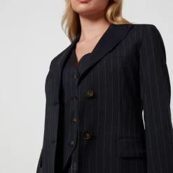 Jackets|Coats|Dr. Martens Max Mara Studio Mora Pinstriped Woven Blazer - UK 6
