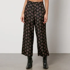Trousers|Co-Ord Sets|Dr. Martens Max Mara Studio Torbole Cropped Silk Straight-Leg Trousers - UK 8