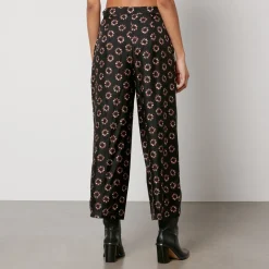 Trousers|Co-Ord Sets|Dr. Martens Max Mara Studio Torbole Cropped Silk Straight-Leg Trousers - UK 8