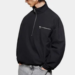 Loungewear|Sweatshirts|MKI MIYUKI ZOKU Seersucker Half-Zip Jacket - S