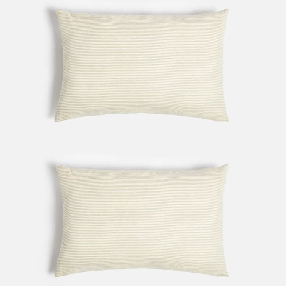 Bedroom|Home Textiles|ïn home Linen Cotton Stripe Cushion Cover - Natural - 75x50cm - Set of 2