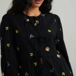 T-Shirts And Tops|Shirts And Blouses|Ganni Nobody's Child Bernice Cotton-Cloqué Blouse - UK 6