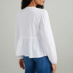 T-Shirts And Tops|Shirts And Blouses|Nobody's Child Bernice Cotton-Cloqué Blouse - UK 6
