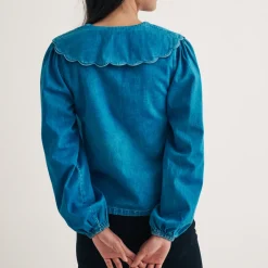 T-Shirts And Tops|Shirts And Blouses|Good American Nobody's Child Birdie Denim Blouse - UK 16
