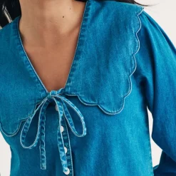 T-Shirts And Tops|Shirts And Blouses|Good American Nobody's Child Birdie Denim Blouse - UK 16
