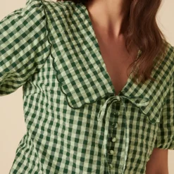 T-Shirts And Tops|Shirts And Blouses|Nobody's Child Birdie Organic Cotton-Gingham Blouse - UK 16