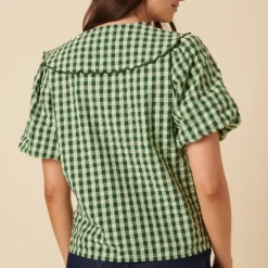 T-Shirts And Tops|Shirts And Blouses|Nobody's Child Birdie Organic Cotton-Gingham Blouse - UK 16