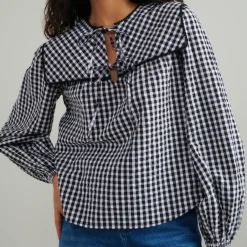 T-Shirts And Tops|Shirts And Blouses|Barbour Nobody's Child Bridy Gingham Seersucker Blouse - UK 6