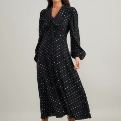 Dresses|Dresses|ROTATE Birger Christensen Nobody's Child Otillie Polka Dot Crepe Midi Dress - UK 6