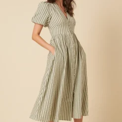 Dresses|Dresses|Nobody's Child Starlight Striped Cotton-Seersucker Dress - UK 12