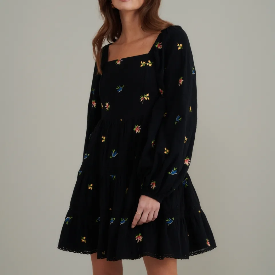 Dresses|Dresses|Nobody's Child Whitley Floral-Embroidered Cotton Mini Dress - UK 6