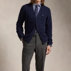 Cardigans|Knitwear|Dr. Martens Polo Ralph Lauren Cable-Knit Cotton V-Neck Cardigan - L