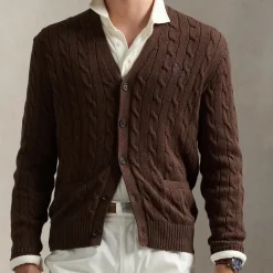 Cardigans|Knitwear|Polo Ralph Lauren Cotton Cable Knit Cardigan - M