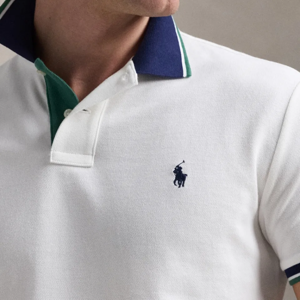 Polo Shirts|Polo Ralph Lauren Custom Slim Fit Cotton Mesh Tipped Polo Shirt - XXL