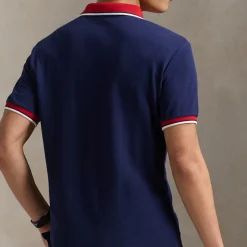Polo Shirts|Polo Ralph Lauren Custom Slim Fit Cotton Mesh Tipped Polo Shirt - M