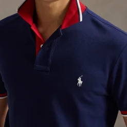 Polo Shirts|Polo Ralph Lauren Custom Slim Fit Cotton Mesh Tipped Polo Shirt - M