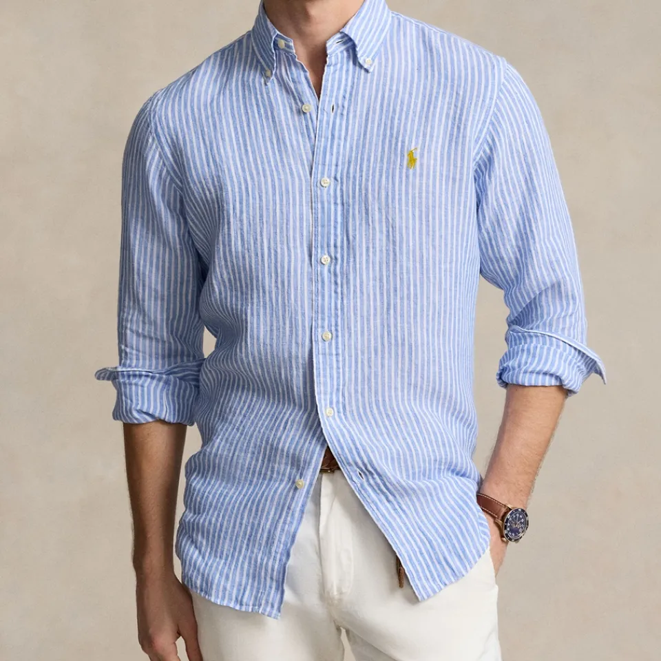 Shirts|Shirts|Polo Ralph Lauren Custom-Fit Striped Linen Shirt - S