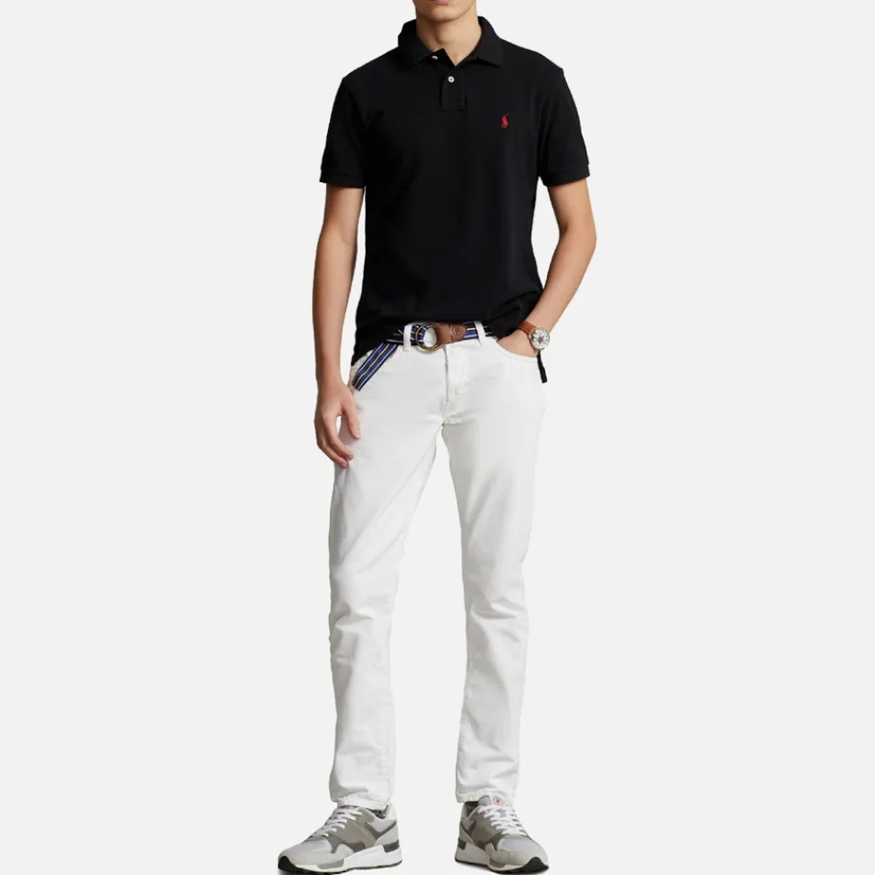 Polo Shirts|Polo Ralph Lauren Men's Custom Slim Fit Mesh Polo Shirt - Polo Black - S