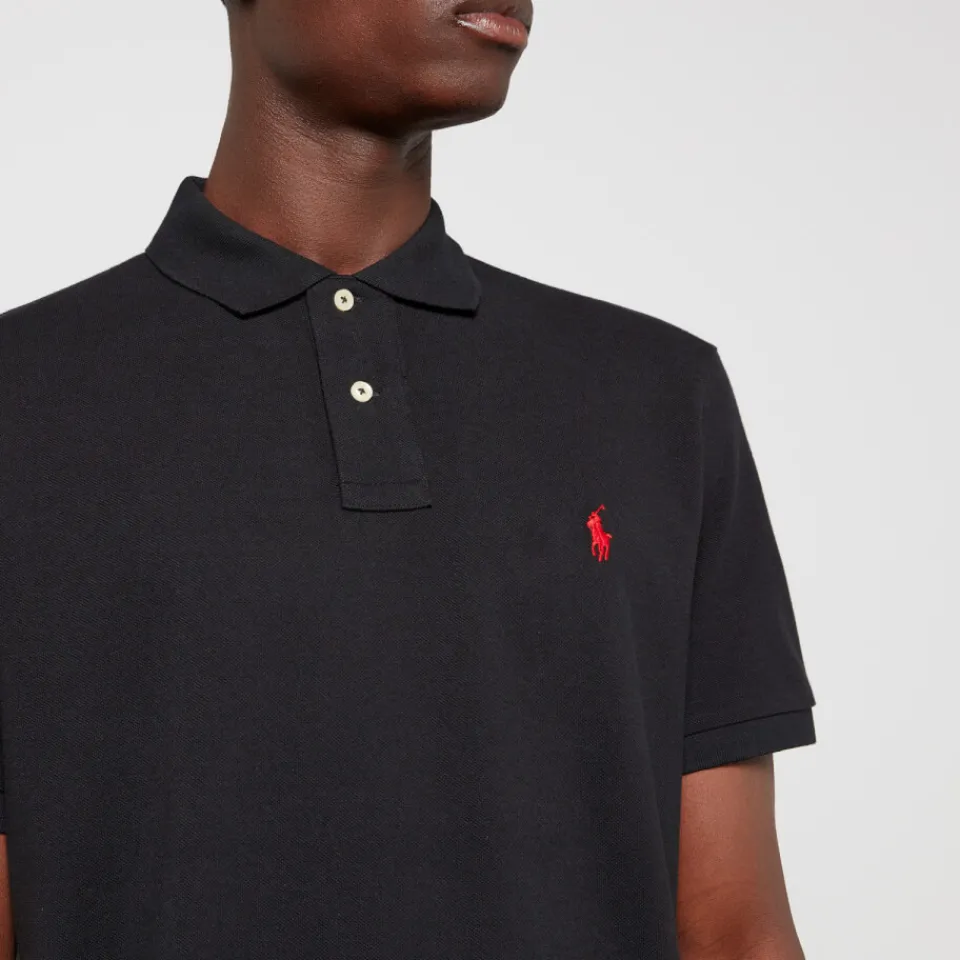 Polo Shirts|Polo Ralph Lauren Men's Custom Slim Fit Mesh Polo Shirt - Polo Black - S