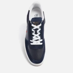 Trainers|Dr. Martens Polo Ralph Lauren Men's Polo Court Leather/Suede Trainers - Newport Navy/RL2000 Red - UK 7
