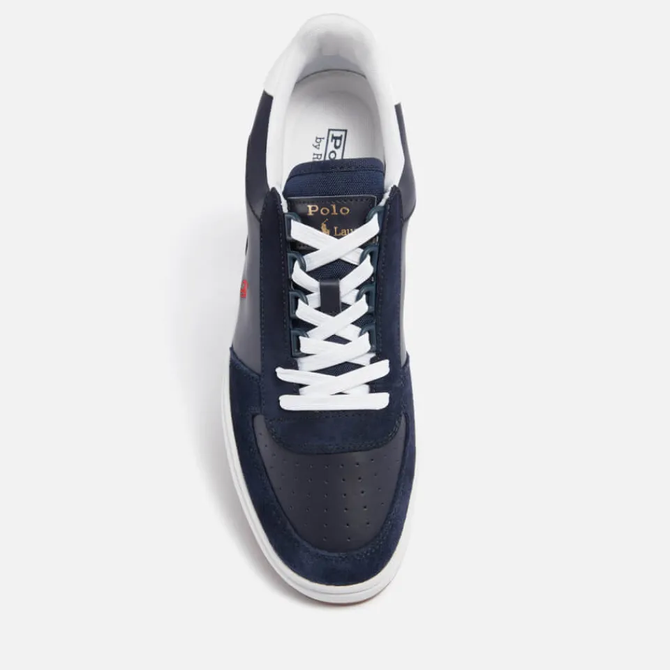Trainers|Dr. Martens Polo Ralph Lauren Men's Polo Court Leather/Suede Trainers - Newport Navy/RL2000 Red - UK 7